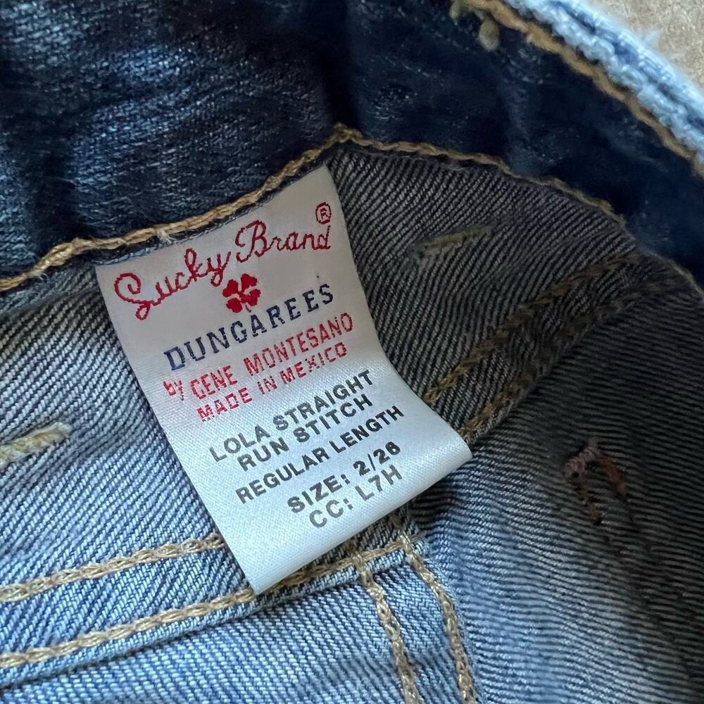 Womens Lucky Brand Lola Straight Run Stitch Jeans 2/26 Frayed Hem Low Rise - Picture 13 of 14